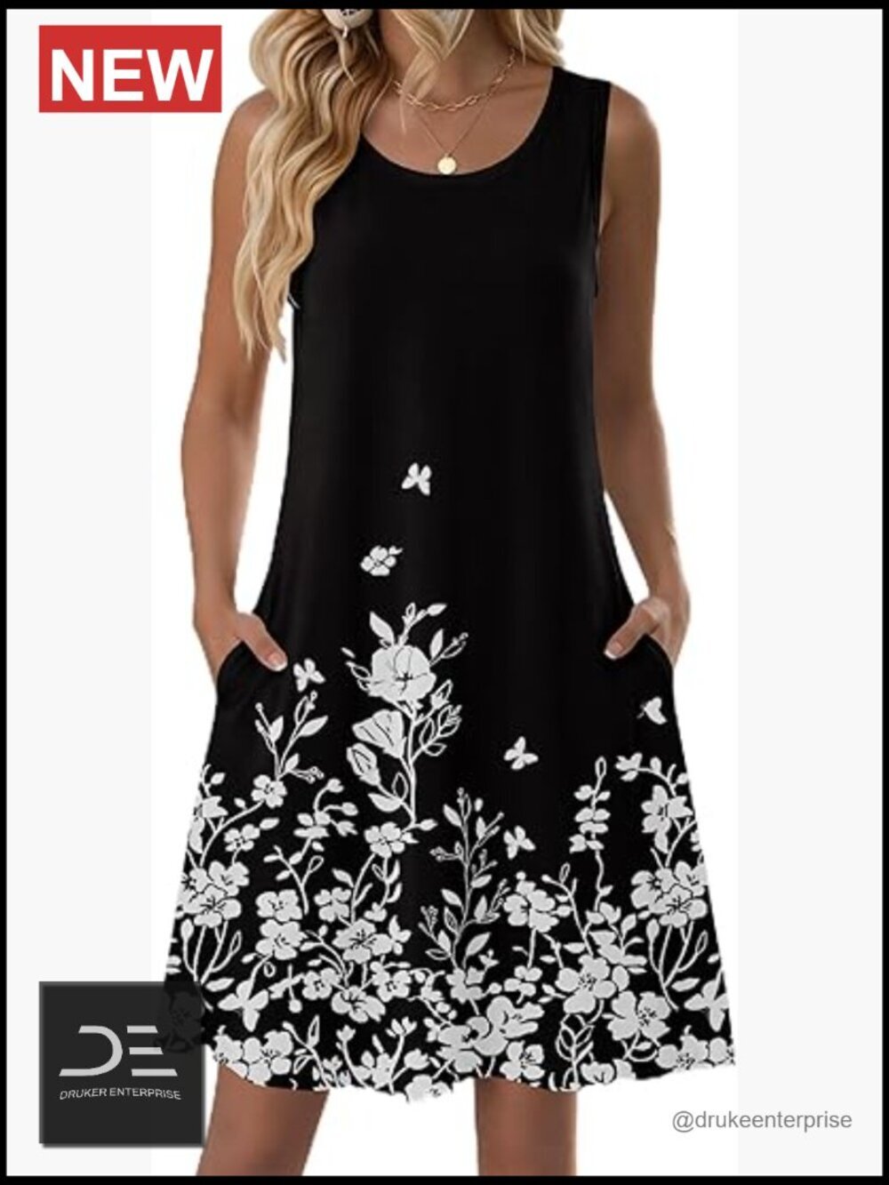 Sleeveless Floral Tank Sundress with Pockets